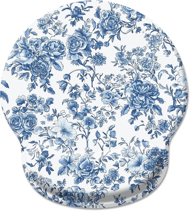 Hancynir Floral Flower Ergonomic Mouse Pad with Wrist Rest, Gel Mousepad Wrist Support, Computer Gaming Mouse Pad with Pain Relief Non-Slip PU Base for Desk Accessories Office Decor Supplies - Image 1